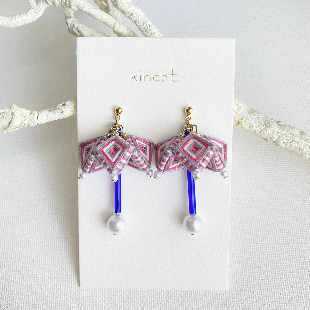 Pincushion Triple Stud Earrings Clip-On[Blue] - 耳环/耳夹 - 其他材质 多色