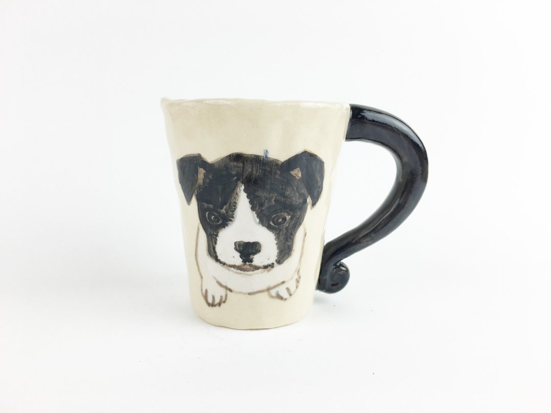 Nice Little Clay 手工杯_黑白狗23 - 咖啡杯/马克杯 - 陶 白色