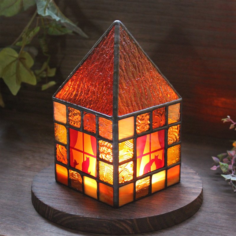 彩色猫屋/黄玻璃灯附LED灯 - 灯具/灯饰 - 玻璃 红色