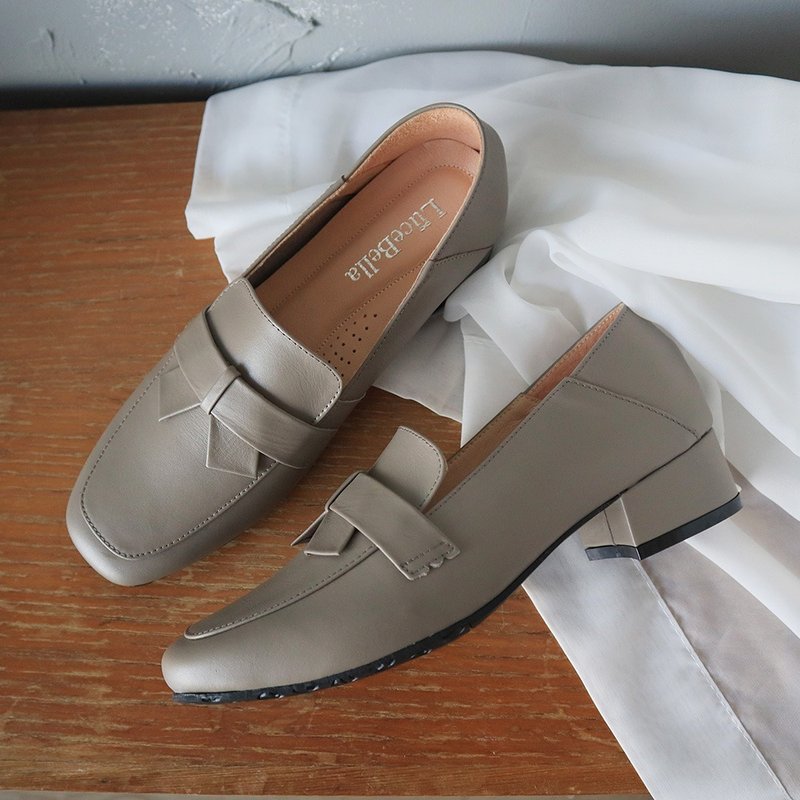 【迷惘少女】方头低跟乐福鞋--灰色 - 其他女款皮鞋 - 真皮 灰色