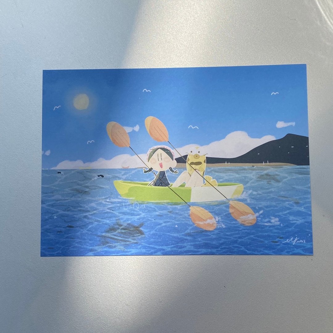 养鱼要写明信片-阿钧ㄉ小琉球游记 独木舟 - 卡片/明信片 - 纸 蓝色