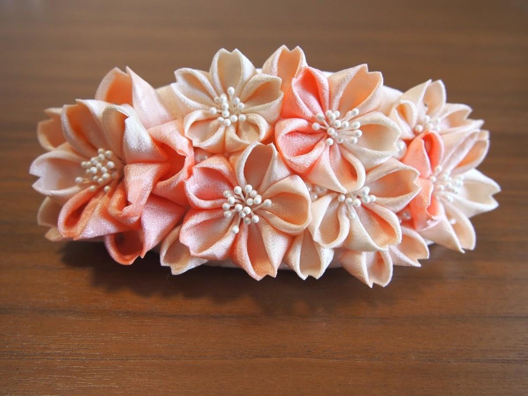 Japanese style bonnet cherry blossom pink gradation with knob - 发饰 - 棉 粉红色