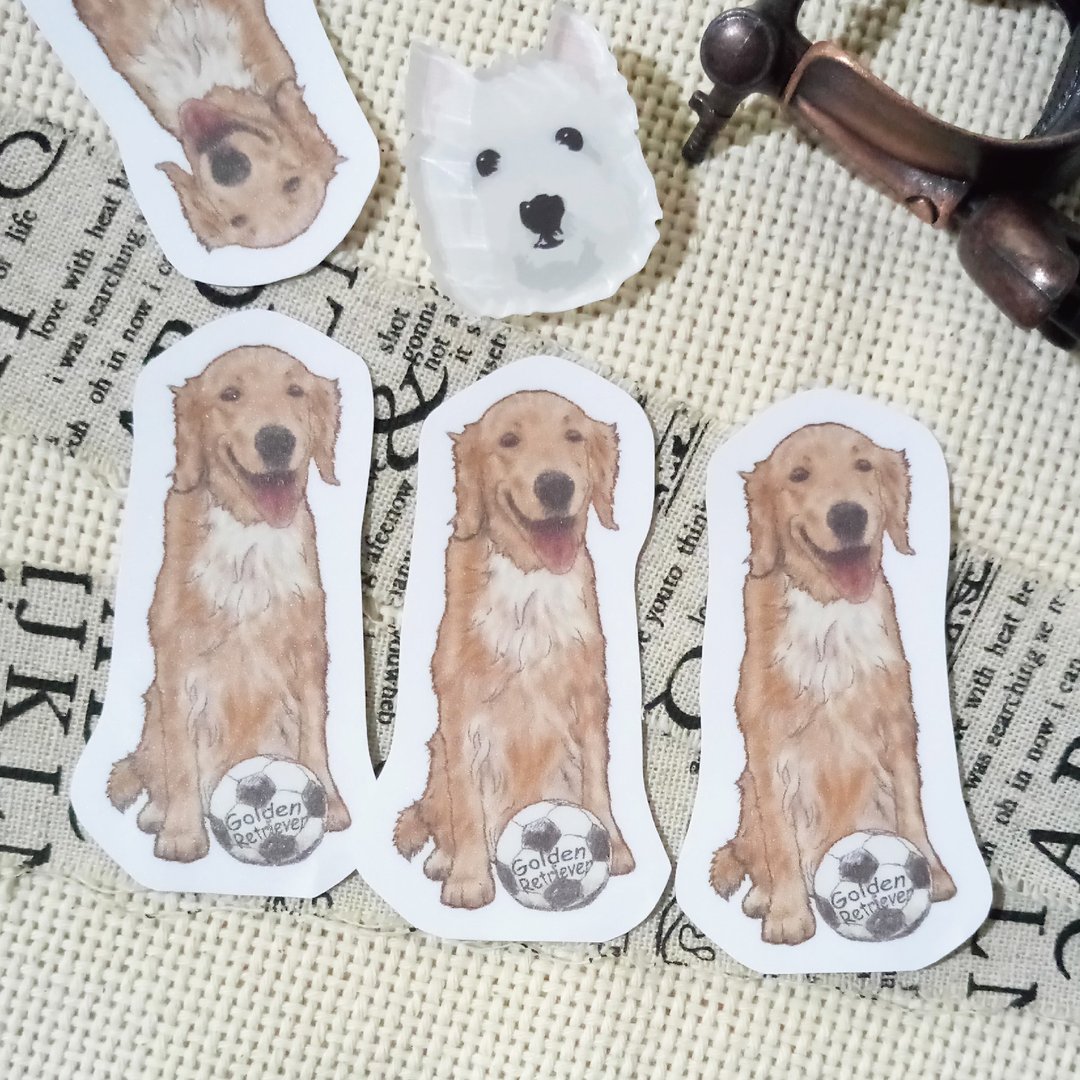 素描系列~黄金猎犬-防水贴纸(1入) - 贴纸 - 防水材质 