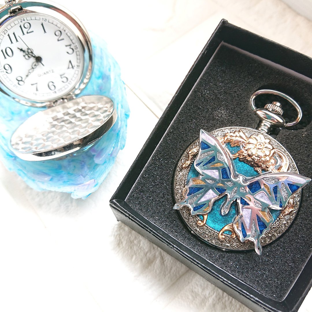 PocketWatch【Butterfly blessing】 - 时钟/闹钟 - 树脂 蓝色