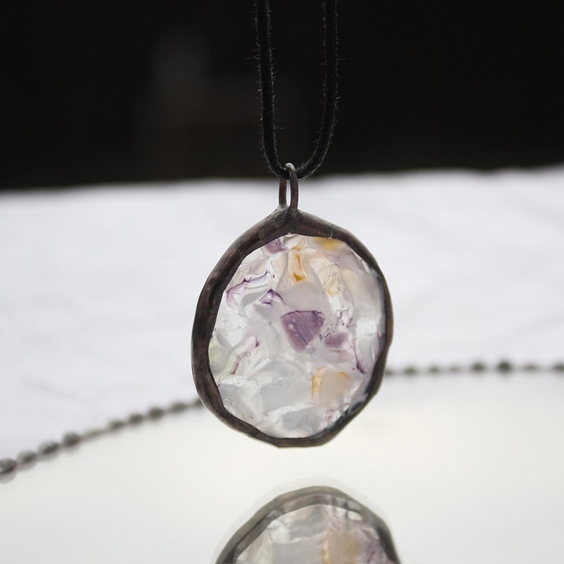 飘花玻璃项链 玻璃坠饰 饰品 民俗风 礼物 坠子 碎花 琉璃工艺 - 项链 - 玻璃 多色