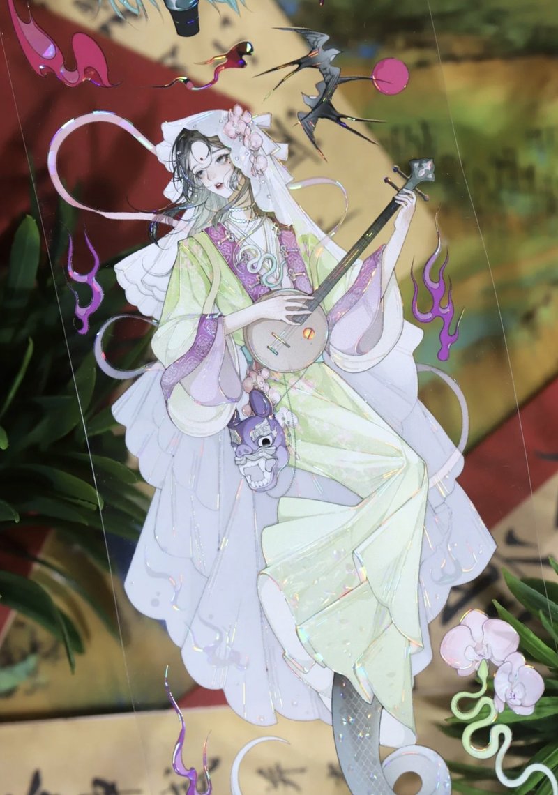 钟秀泠泠 又古風又現代 暗黑美少女 PET 紙膠帶 貝殼光 10米卷 - 纸胶带 - 塑料 多色