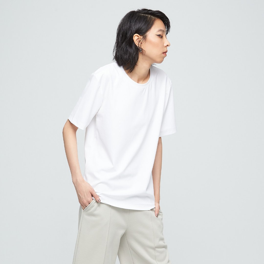 不可退换 /吸排舒适上衣(中性)-白砂白 - 女装上衣 - 聚酯纤维 白色