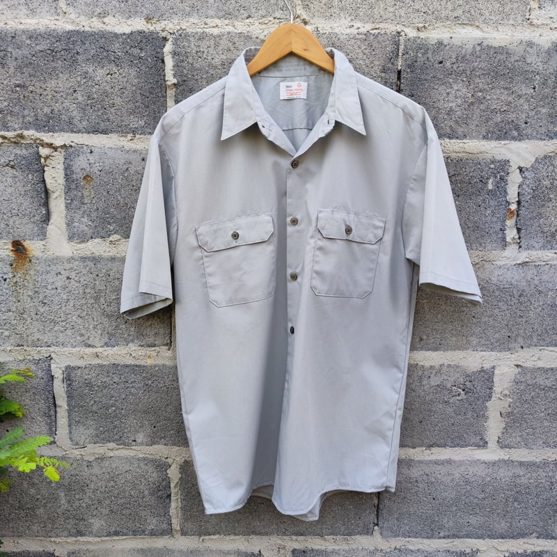 60年代 Sears Perma-Prest 工作服 复古衬衫 棉混纺 衬衫 - 男装衬衫 - 棉．麻 灰色