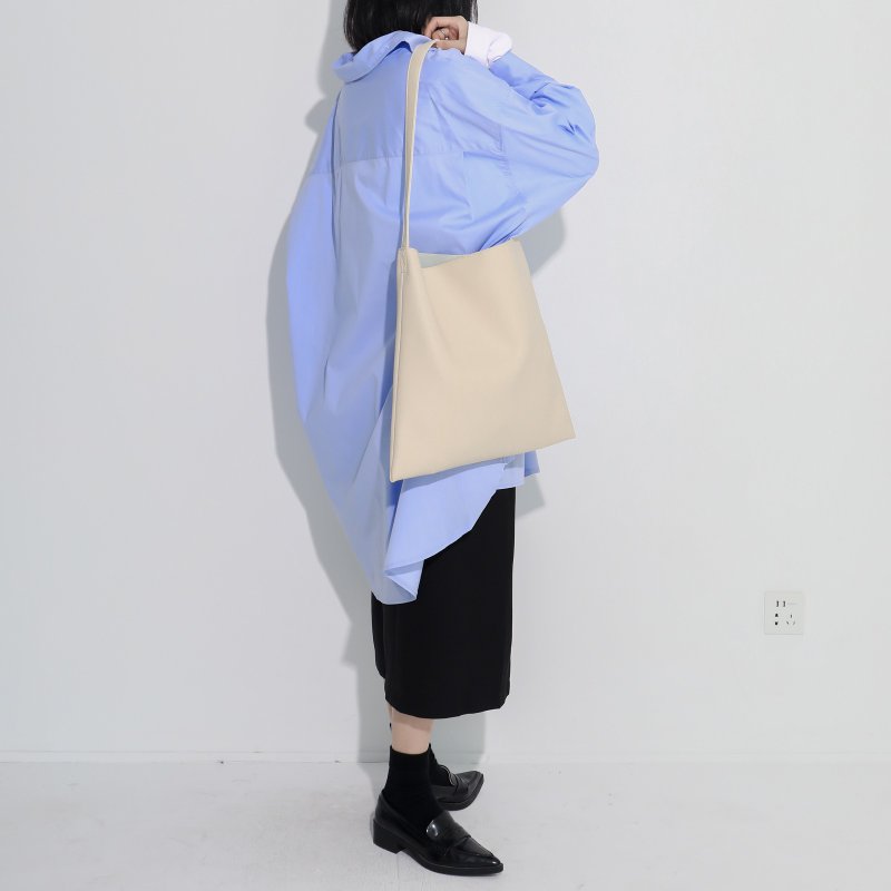 乳白色 三色溫柔軟皮革大皮子托特包 單肩斜背多用途子母包大容量 - 侧背包/斜挎包 - 人造皮革 白色