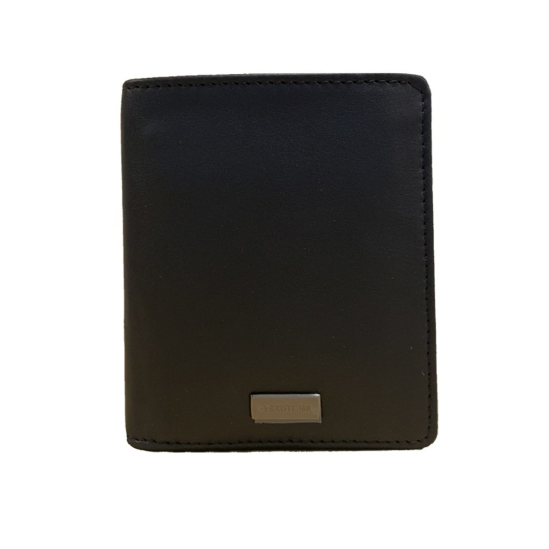CERRUTI 1881 限量2折 顶级小牛皮6卡短夹 全新专柜展示品 - 皮夹/钱包 - 真皮 黑色