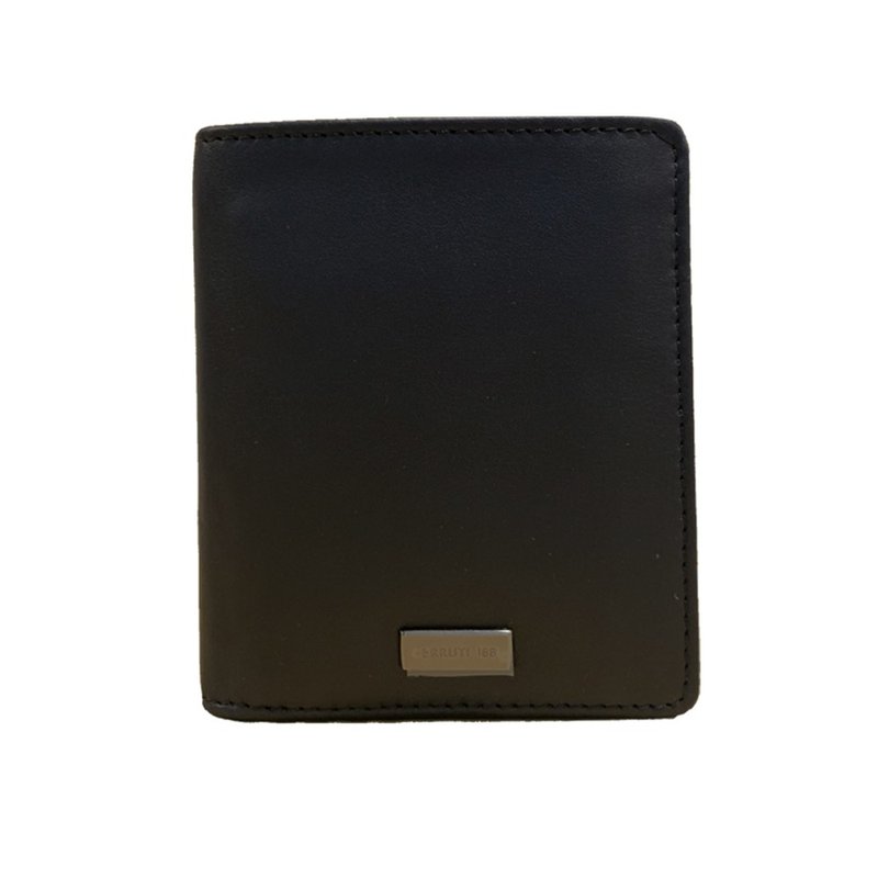 CERRUTI 1881 限量2折 顶级小牛皮6卡短夹 全新专柜展示品 - 皮夹/钱包 - 真皮 黑色