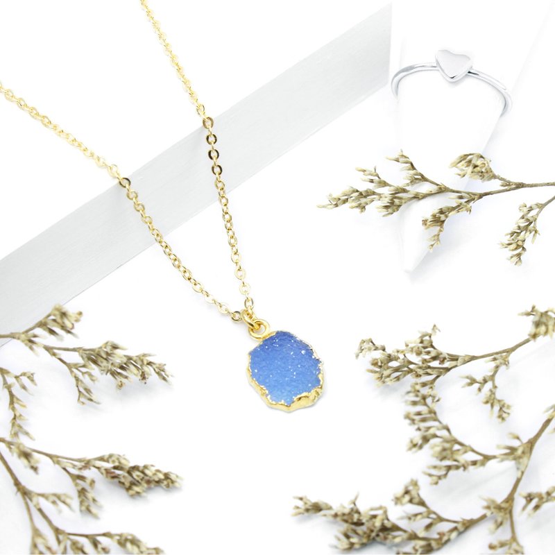 3:am 物语 － 海蓝宝 铜颈链 Aquamarine Brass Necklace - 项链 - 宝石 蓝色