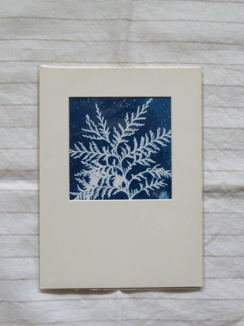 植物剪影。手作蓝晒框画 - 墙贴/壁贴 - 纸 蓝色