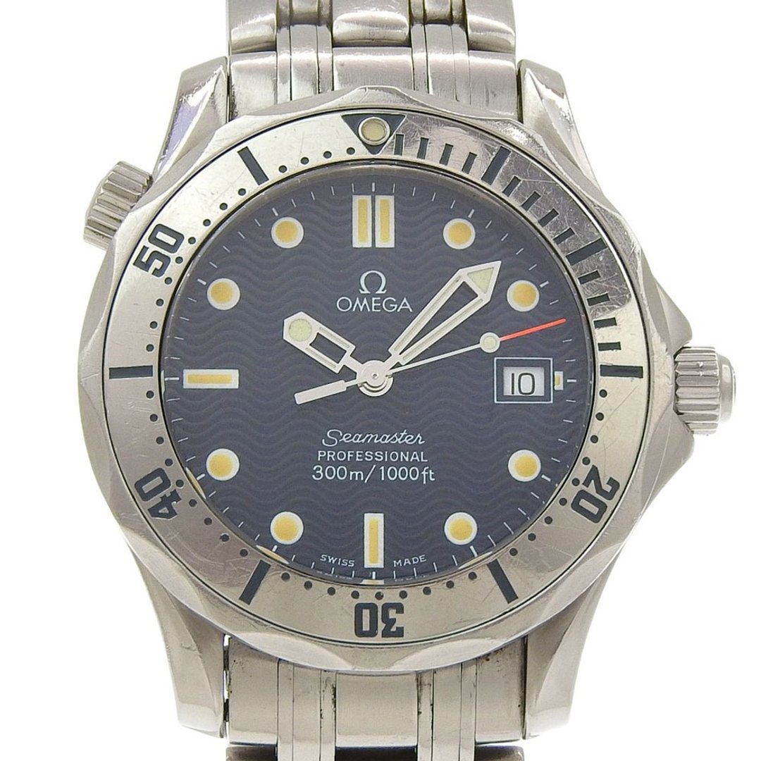 【日本直邮】欧米茄 OMEGA 海马 300 米 手表 cal.1538 2562.80 不锈钢 石英 指针式显示 海军蓝表盘 男款【二手】 - 女表 - 不锈钢 黑色