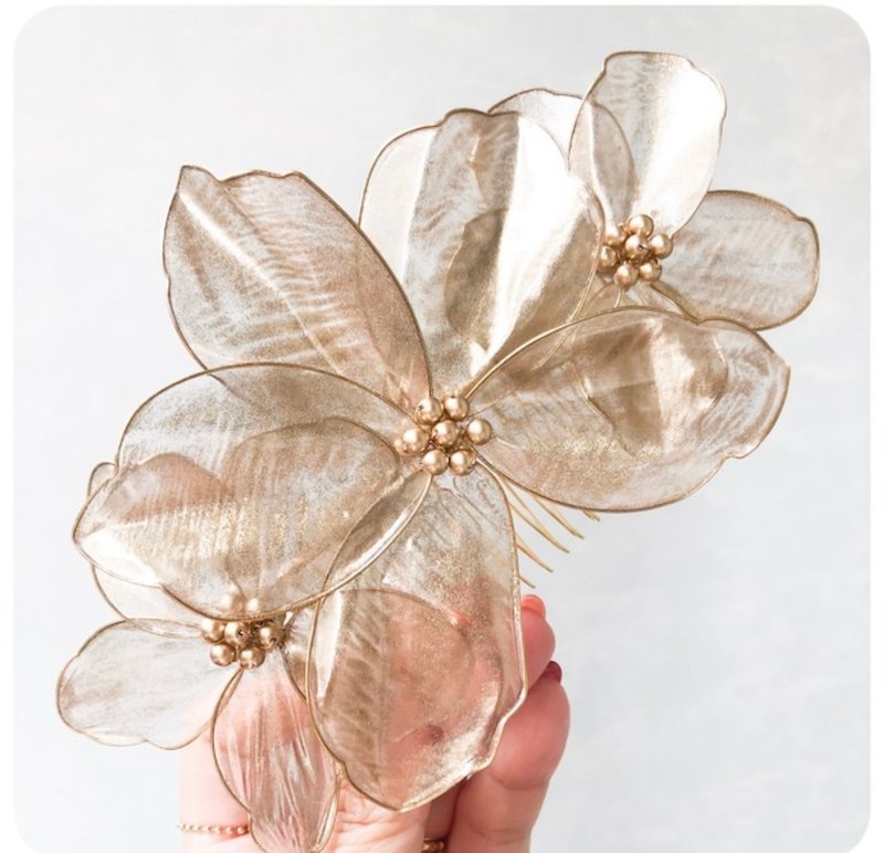 金色花头饰品 新娘头饰品　婚礼 - 发饰 - 其他材质 金色