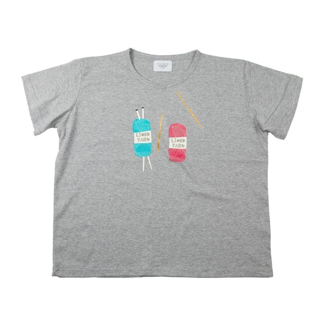LINEN YARN Big Silhouette Print T-shirt Ladies Free Size Tcollector - 女装 T 恤 - 棉 灰色
