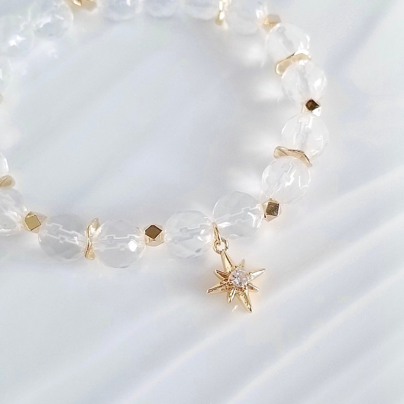 白水晶芒星吊坠灵气手链 | 净化负能量 强化气场 舒缓焦虑 专注力 - 手链/手环 - 水晶 透明