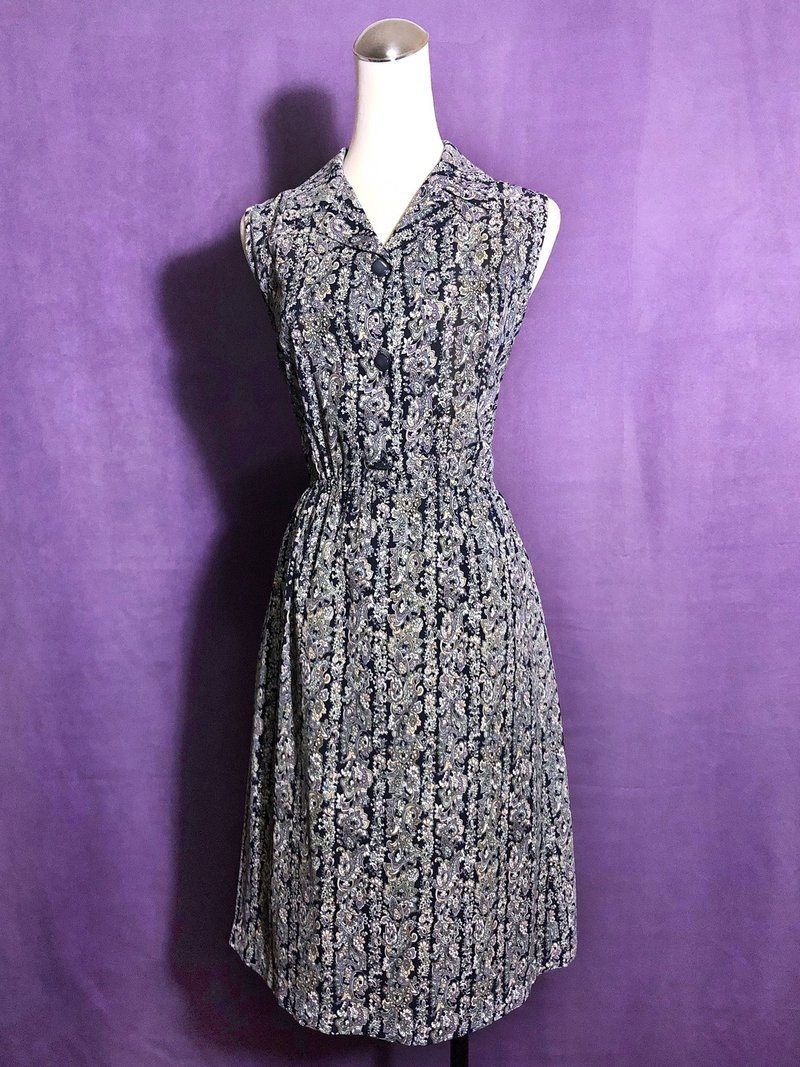 图腾雪纺无袖古着洋装/ 国外带回 VINTAGE - 洋装/连衣裙 - 聚酯纤维 多色