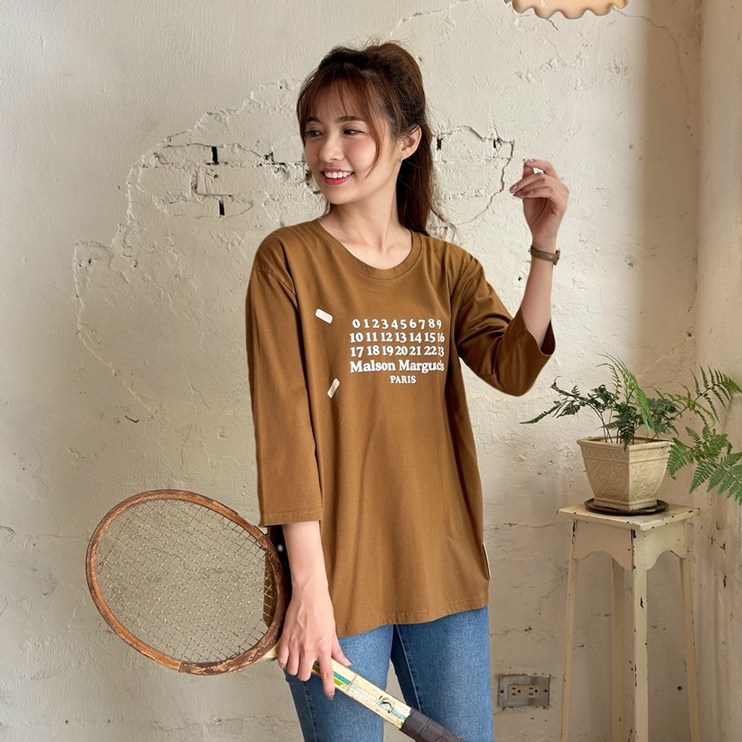 Hana Mokuba 印花宽松圆领长袖上衣 - 女装上衣 - 其他材质 