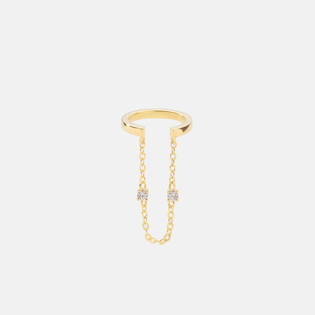 【 纯银系列 】轻巧灵动 环链镶钻耳骨夹 / Odilia ear cuff 单支 - 耳环/耳夹 - 纯银 