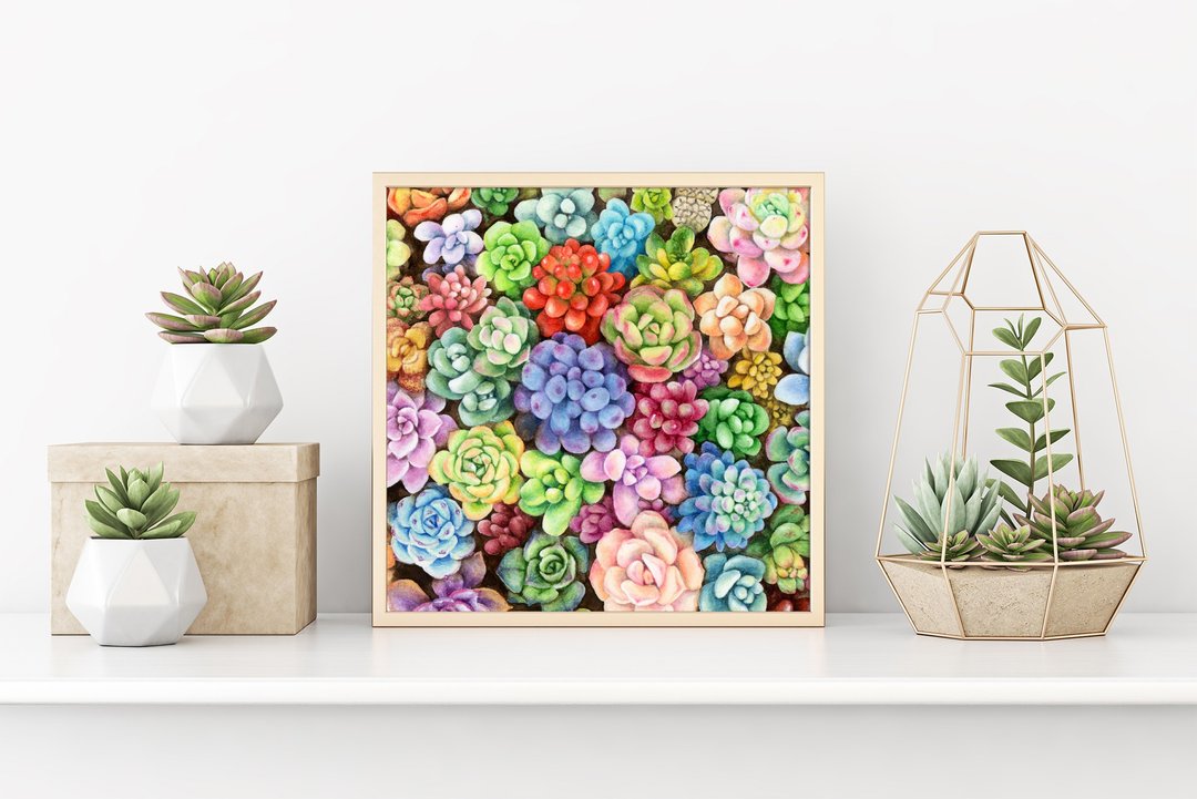 【多肉】限量版复制画 | 花卉艺术植物艺廊墙 | 植栽空间布置挂画 - 海报/装饰画/版画 - 纸 