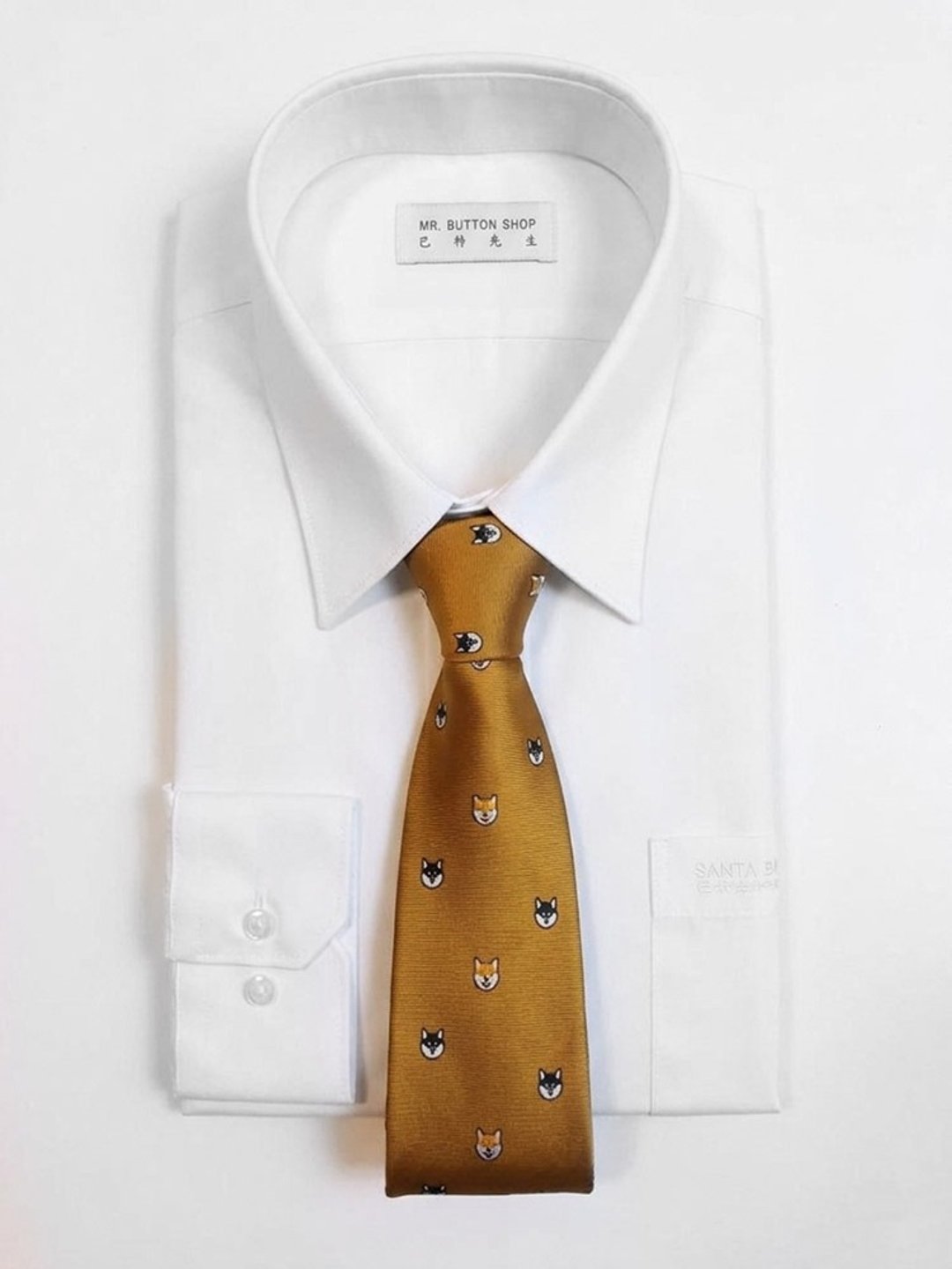 柴犬兄弟 领带  Neckties 古铜金 - 领带/领带夹 - 丝．绢 咖啡色