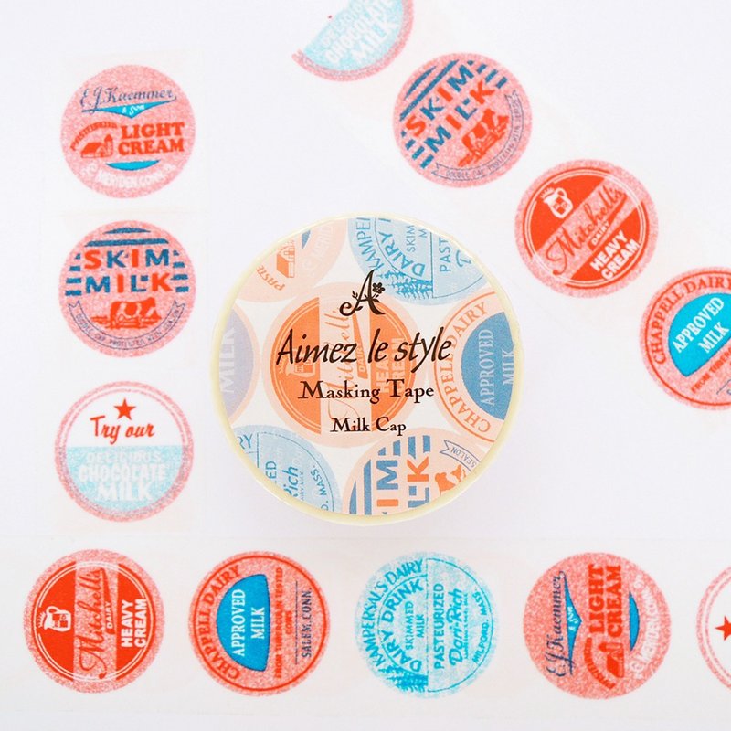 Aimez le style纸胶带-牛奶瓶盖<A00484> - 纸胶带 - 纸 多色