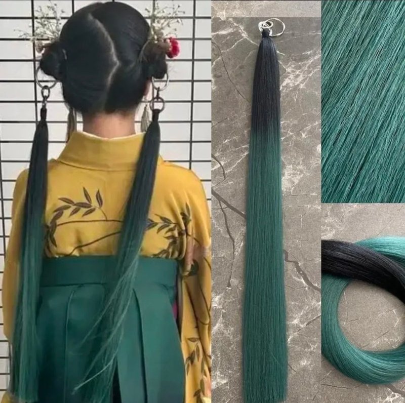 黑绿色 发圈 发束造型驳发 - 发饰 - 其他材质 绿色