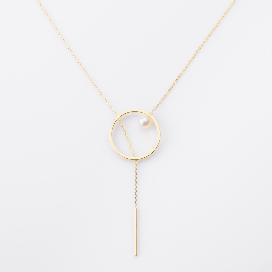【 品牌经典款 】几何造型珍珠Y 字链/  Ingrid necklace - 项链 - 其他金属 金色