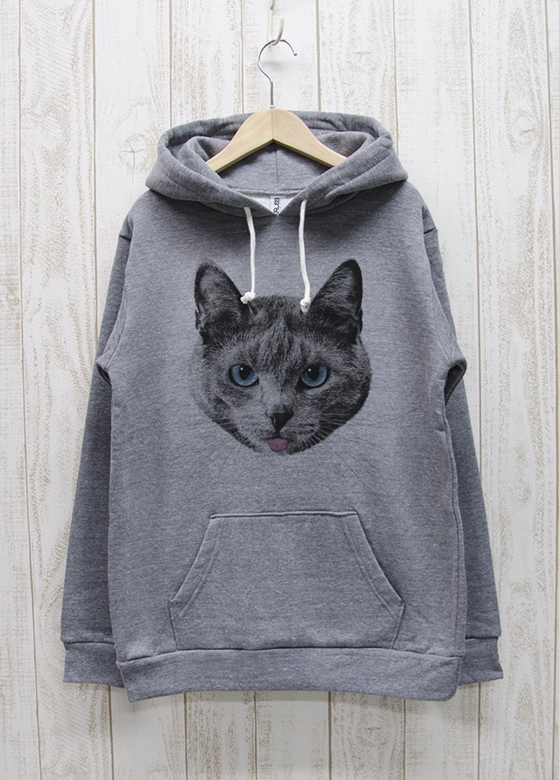 ronronCAT Hoodie Beh Heather Gray / R020-P-GR - 中性连帽卫衣/T 恤 - 棉．麻 灰色