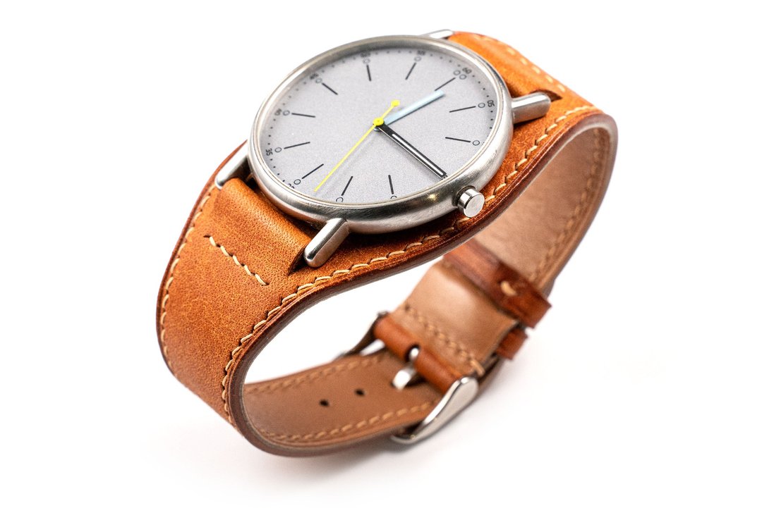 Full BUND Watch Band, Leather Cuff watch strap, for 16mm 17mm, 18mm, 19mm, 20mm - 表带 - 真皮 橘色