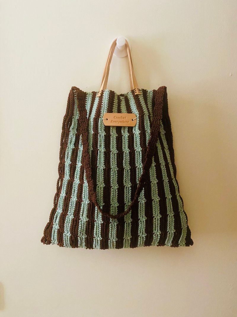 微篓空侧肩背包袋  随性 轻便 设计感两用编织提袋 - 侧背包/斜挎包 - 棉．麻 咖啡色