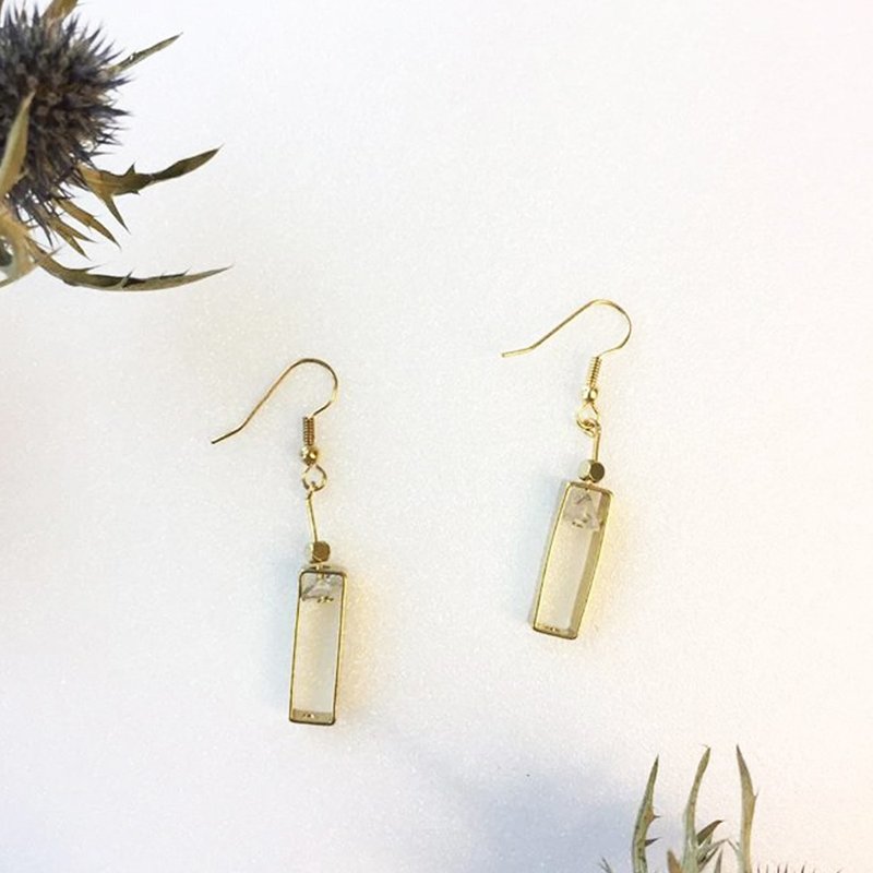 黄铜月亮 天然石耳勾 (金) - 耳环/耳夹 - 铜/黄铜 金色