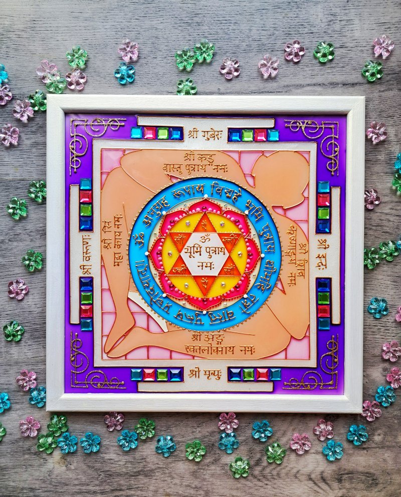Vastu Purusha yantra Mandala wall art瑜伽装饰冥想神圣几何 - 墙贴/壁贴 - 玻璃 紫色
