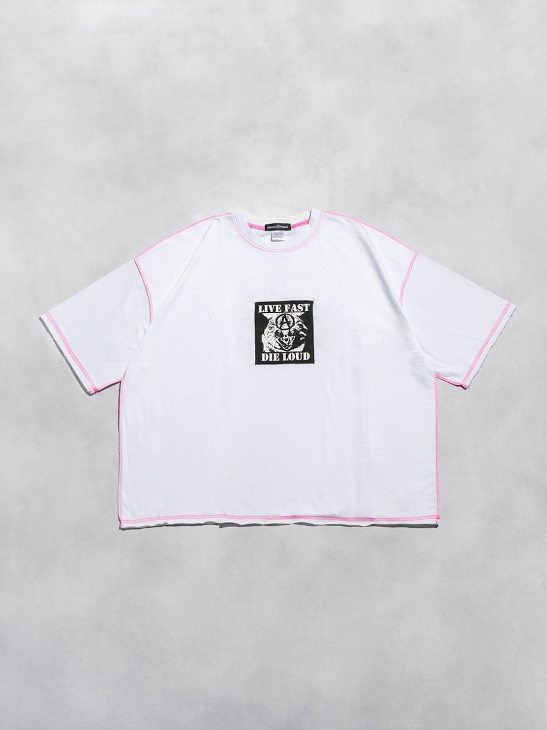 撞色缝线T恤 / 黑色 / WHITE / F尺寸 / hellcatpunks / hcp-t-0288 - 女装 T 恤 - 棉 白色