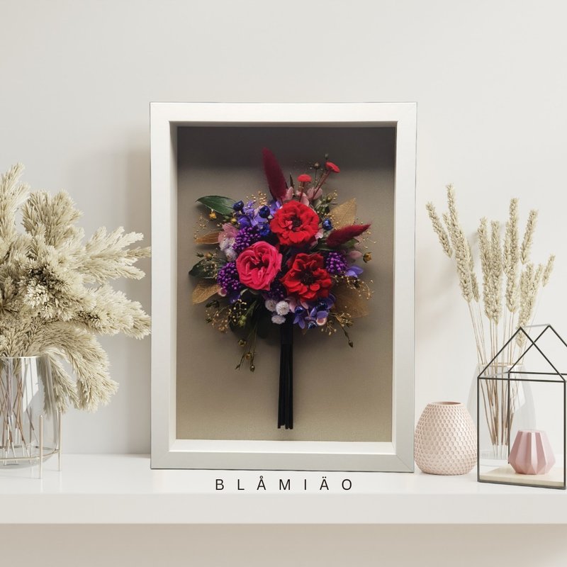 立体永生花框 - 花影时光(醇) - 干燥花/捧花 - 植物．花 红色