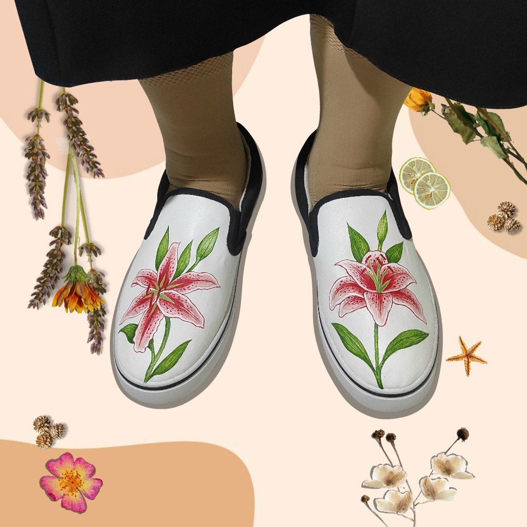 观星百合  彩绘鞋  布鞋 手绘 手工绘制  手工製 手工 - 女款休闲鞋 - 其他材质 