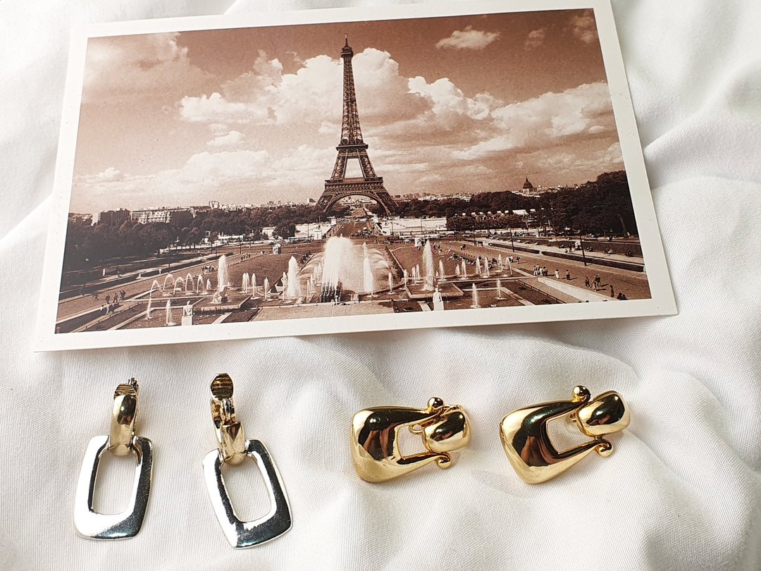 【美国带回 西洋古董饰品/西洋老件】美国品牌Monet 复古夹式耳环 - 耳环/耳夹 - 其他金属 