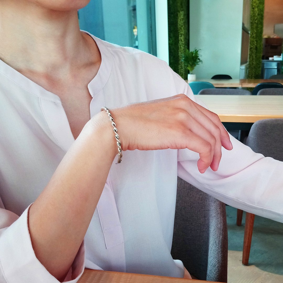 Rome bangle_罗马手环 | 上班族百搭 925银 限量 设计师手作 - 手链/手环 - 银 银色