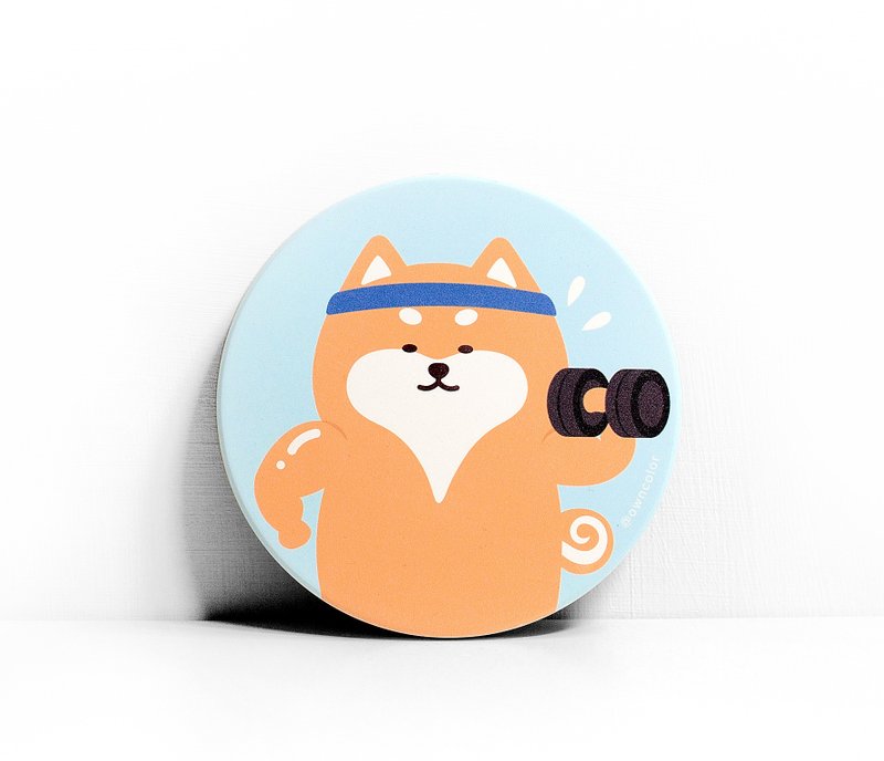 二代吸水杯垫(陶瓷款)  健身柴犬 - 杯垫 - 其他材质 多色