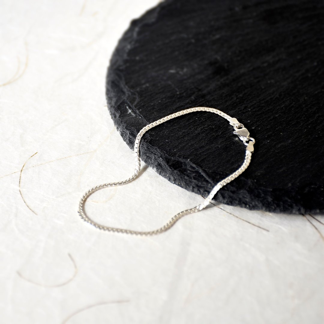 简约幼银扁形编织925银手链 // Tiny Sterling Silver Bracelet - 手链/手环 - 银 银色