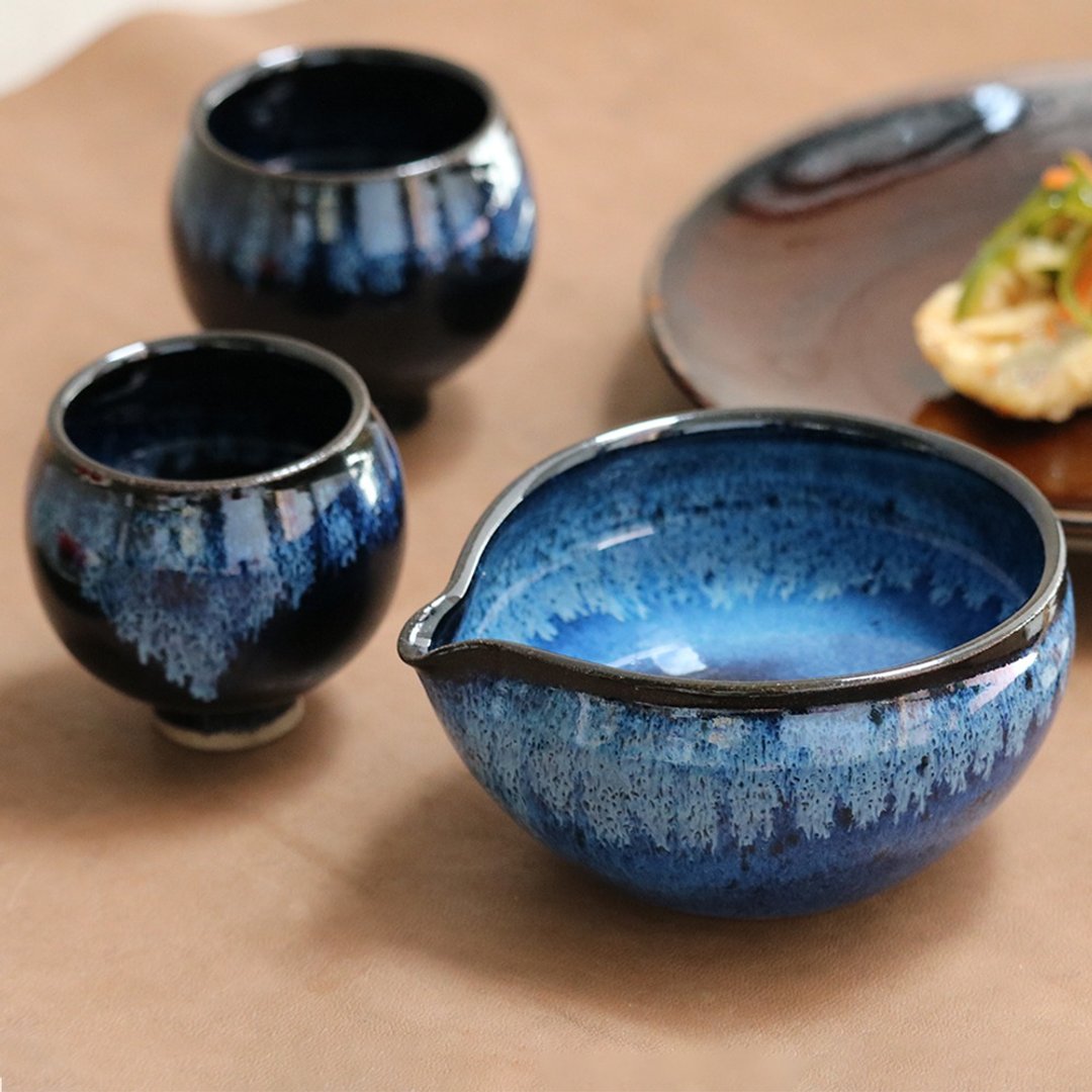 小石瓦拉烧 小石瓦拉烧 酒具 卡塔口 酒杯 酒瓶 酒杯 酒瓶 - 其他杯子 - 陶 蓝色