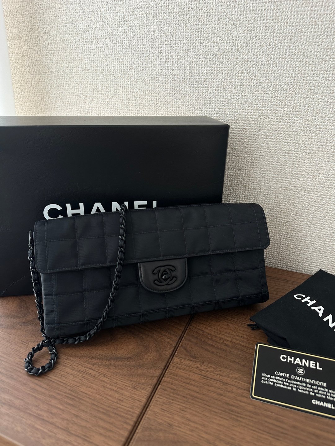 中古包 Chanel 香奈儿 Choco Bar Travel Line 肩背包 - 手提包/手提袋 - 棉 黑色