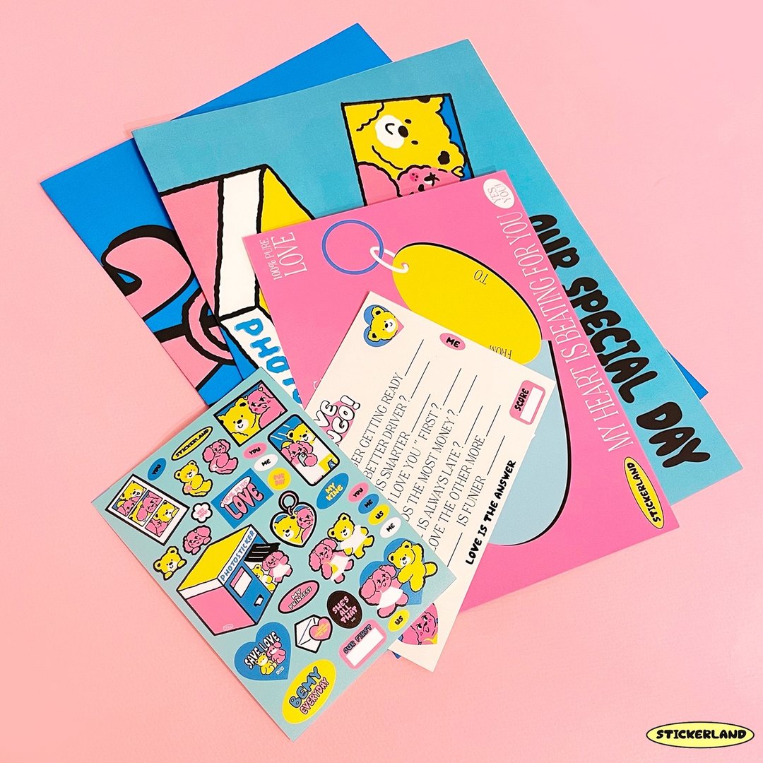 STKL Valentine Set (Poster,Postcard,Sticker) - 木工/竹艺/纸艺 - 纸 粉红色
