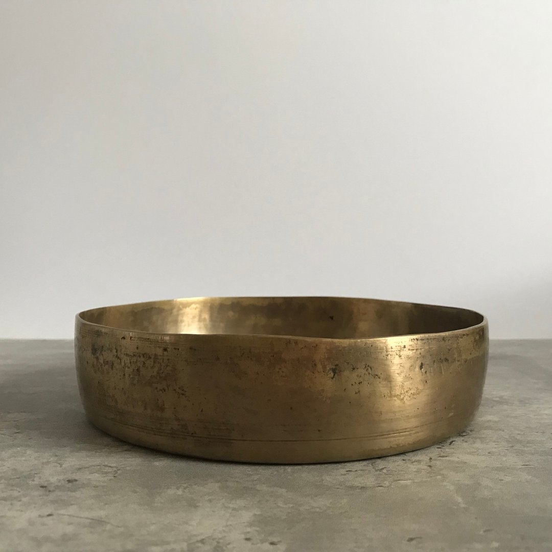 古董黄铜浅型颂钵/花器 脐轮冥想静心 Singing Bowl - 其他 - 其他金属 