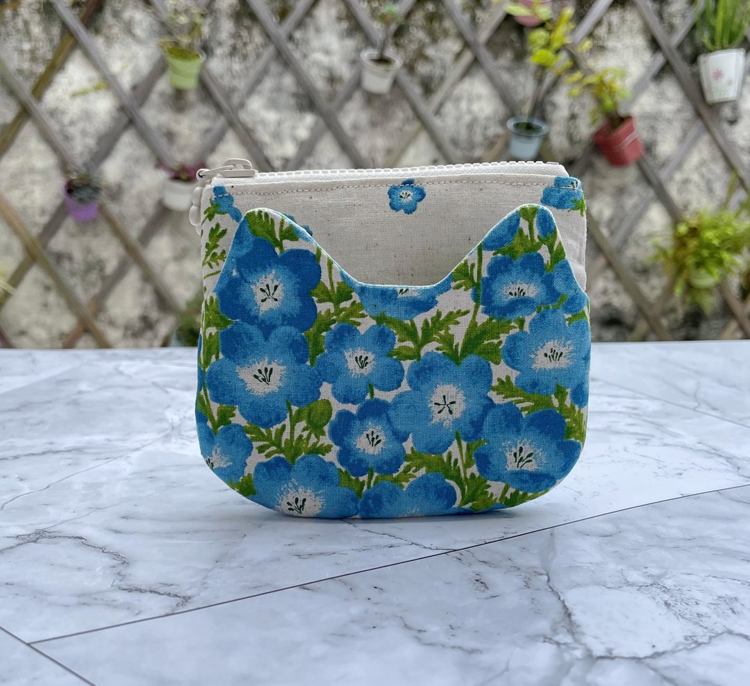 【纯手作】Q猫咪零钱包 钱包 收纳包 日本设计布 - 零钱包 - 棉．麻 