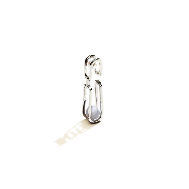 独特几何蓝纹玛脑耳扣  Enigma Blue Lace Agate Earcuff - 耳环/耳夹 - 纯银 银色