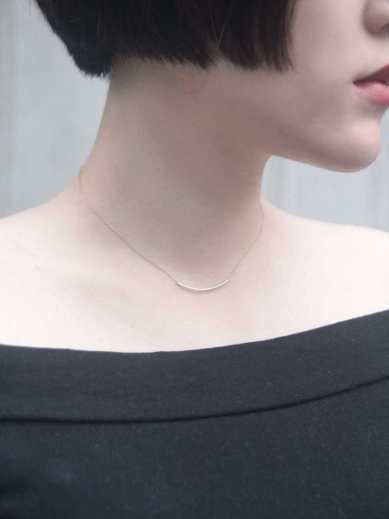 简约美好 925纯银 金练 双色 极细裸肤颈项链 - 项链 - 纯银 金色