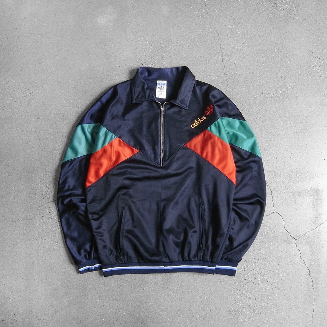 Adidas运动外套 / Vintage 古着 - 男装运动衣 - 聚酯纤维 黑色
