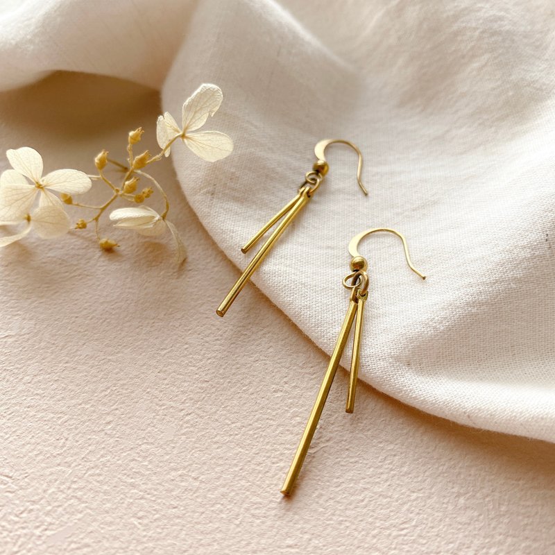悦悦-黄铜耳环-可改夹 - 耳环/耳夹 - 铜/黄铜 金色